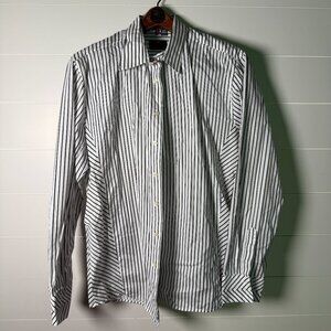 Haupt Dress Shirt Black & White Striped Men’s Size 17 1/2 43-44 XL